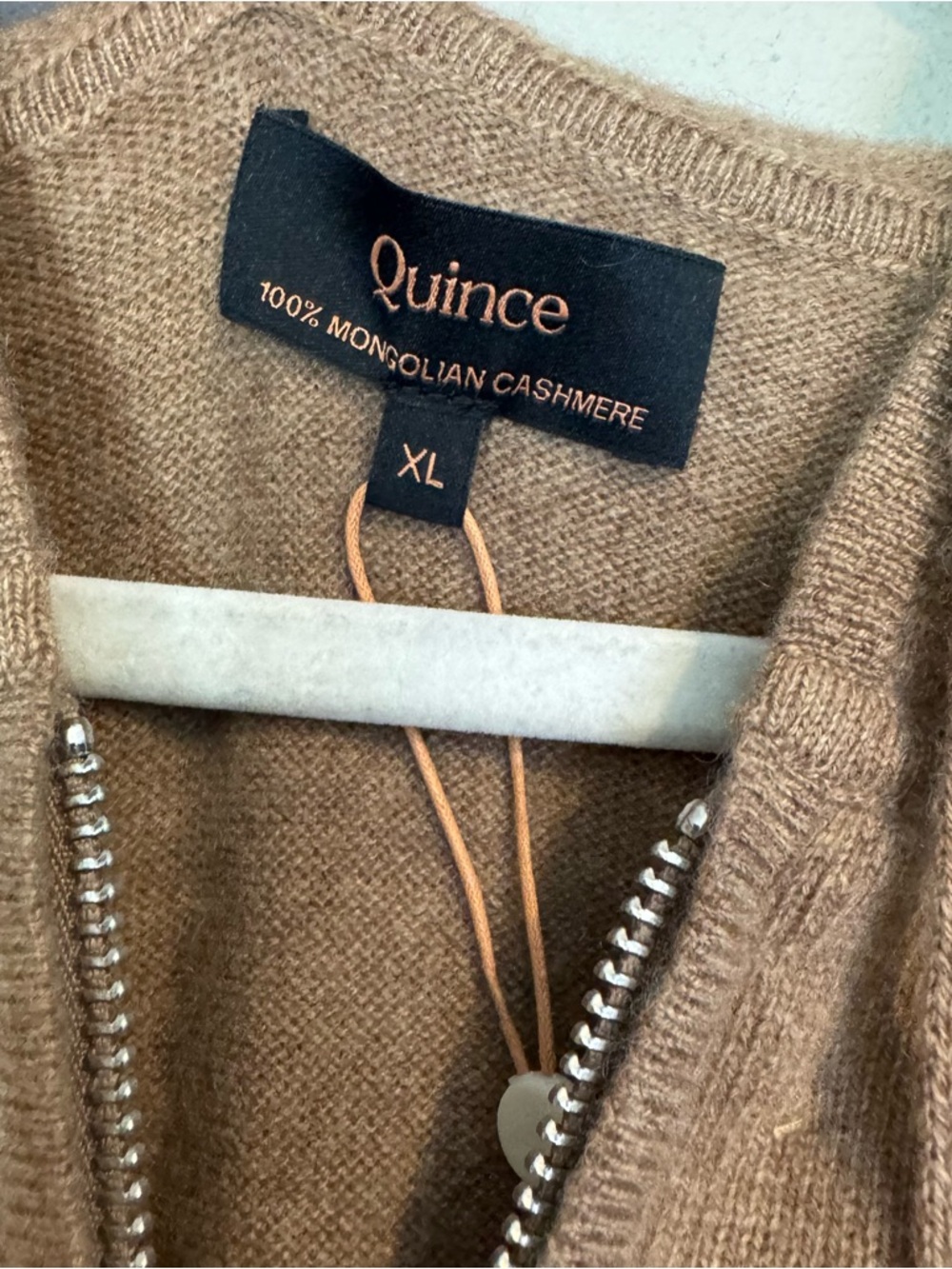 Quince Mongolian Cashmere Full-Zip Hoodie Teak - Picture 6 of 8